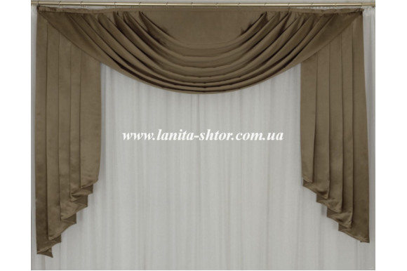 Ламбрекен коричневий сатиновий