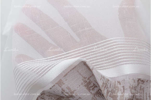 Готовый тюль лен-жаккард Colline коричневый 2,50м/5,0м