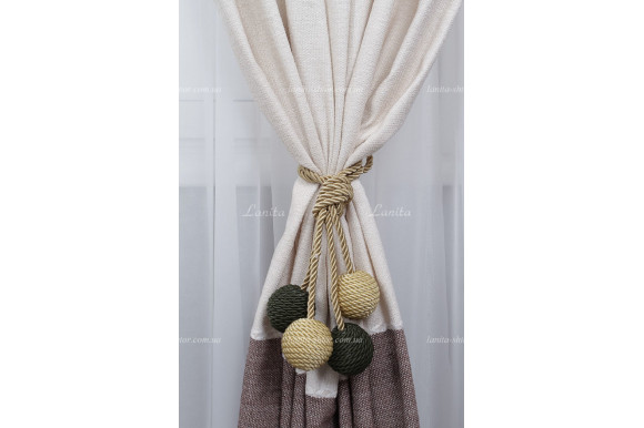 Подхват из шнура Шары PSS-6301 золотисто-зеленый