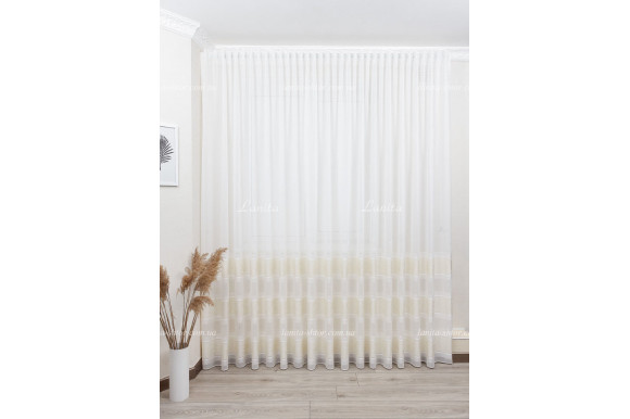 Готовый тюль лен-жаккард Colline беж 2,50м/5,0м