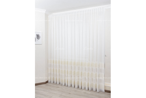 Готовый тюль лен-жаккард Colline беж 2,50м/5,0м