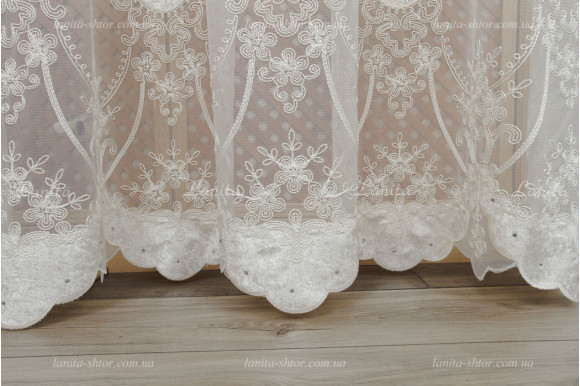 Тюль фатин зі стразами Agila TFV-8102