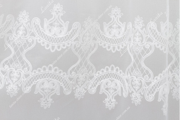 Готовый тюль лен с вышивкой Levante белый 2,51м/6,0м
