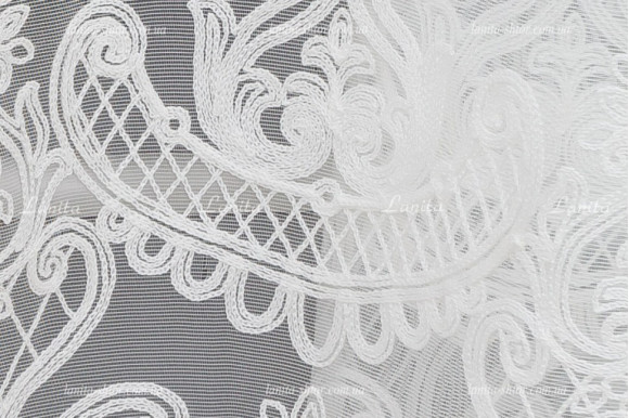 Готовый тюль лен с вышивкой Levante белый 2,51м/6,0м