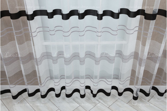 Тюль фатин в полоску Bilena TFP-2043 отрез 6 метра