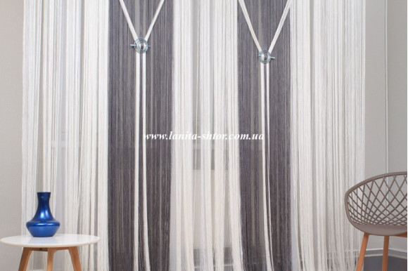 Шторы-нити однотонные темно-серые Шторы-нити однотонные темно-серые