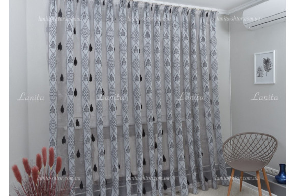 Тюль органза Mexx сірий 2,51м/6,0м