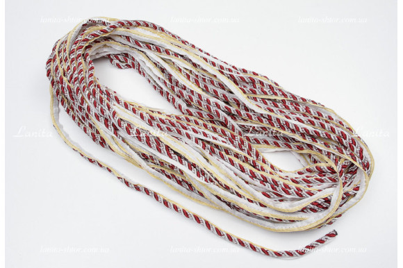 Шнур декоративний малиновий на стрічці