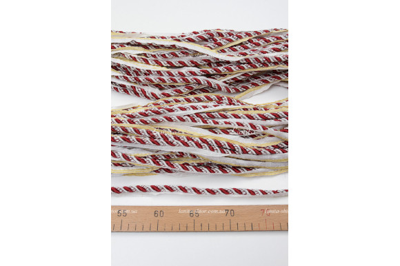 Шнур декоративний малиновий на стрічці