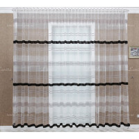 Готовый тюль фатин в полоску Bilena 7431 черно-серый 2,47м/5,0м