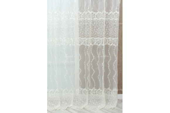 Тюль кристалон с вышивкой TKV-7709 отрез 2,3 метра