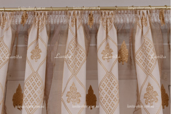 Тюль органза Mexx золотисто-бронзовий 2,51м/6,0м