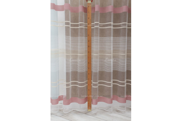 Готовый тюль фатин в полоску Bilena 7424 розовый 2,47м/5,0м Готовый тюль фатин в полоску Bilena 7424 розовый 2,47м/5,0м