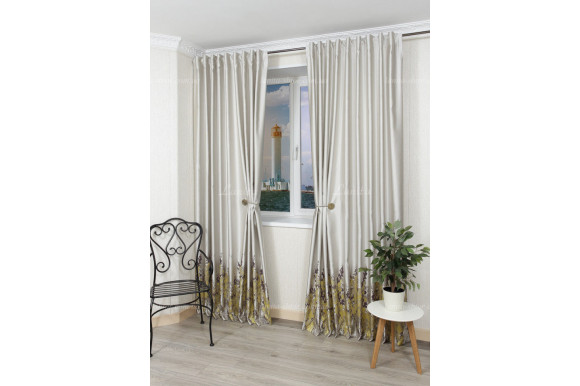 Готові штори сатин-жаккард Valmona GS-7611 2,50м/2*2,0м