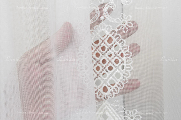 Тюль микросетка лен Ajoure TSL-8111 Тюль микросетка лен Ajoure TSL-8111