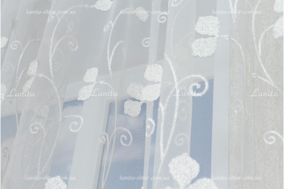 Готовий тюль фатин з вишивкою GT-7812 2,50м/5,0м