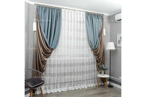 Готовий тюль шифон Lambre молочний 2,52м/5,0м