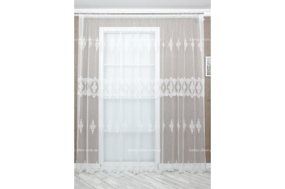 Тюль фатин із вишивкою Agila TFV-1707