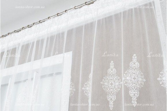 Тюль фатин із вишивкою Agila TFV-1707