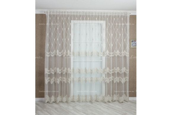 Готовый тюль с вышивкой Almond GT-8214 2,50м/4,0м