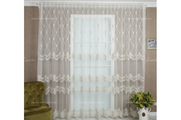 Готовый тюль с вышивкой Almond GT-8214 2,50м/4,0м