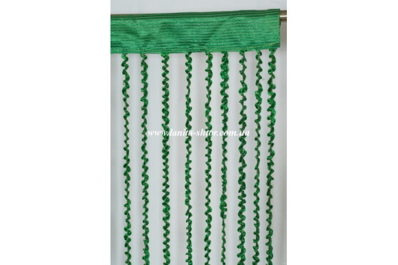 Штори нитки спіраль зелені з люрексом