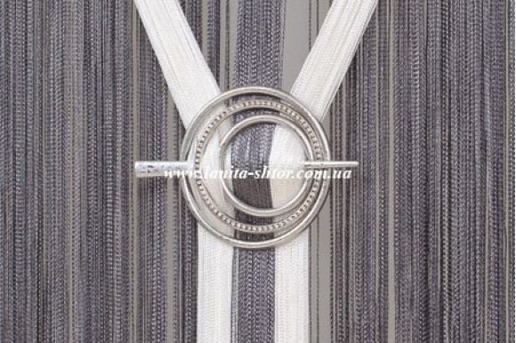 Подхват-заколка Круг серебристый мрамор