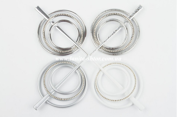 Подхват-заколка Круг серебристый мрамор