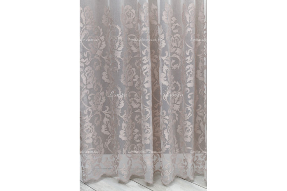 Готовий тюль фатин Carven рожева вишивка 2,50м/5,50м