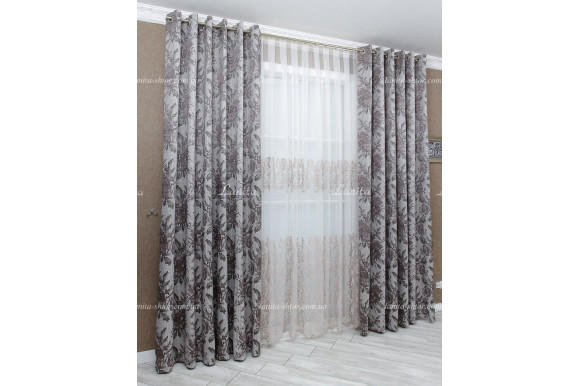 Готовий тюль фатин Carven рожева вишивка 2,50м/5,50м