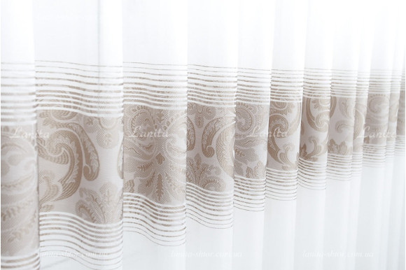 Готовий тюль льон-жаккард Paloma коричневий 2,50м/5,0м