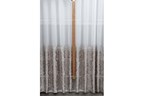Готовий тюль льон-жаккард Paloma коричневий 2,50м/5,0м