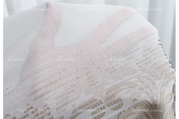 Готовий тюль льон-жаккард Paloma коричневий 2,50м/5,0м