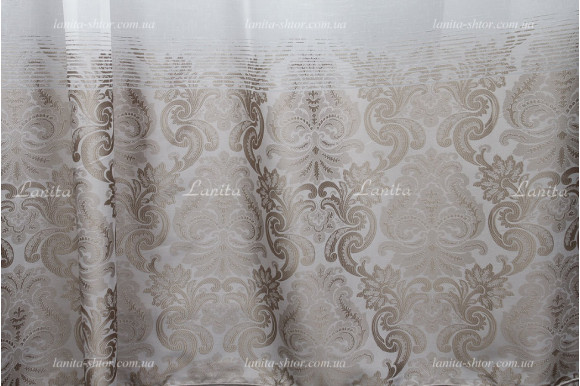 Готовий тюль льон-жаккард Paloma коричневий 2,50м/5,0м