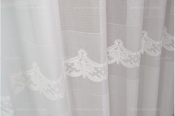 Тюль льон з вишивкою Kalife TSL-8416