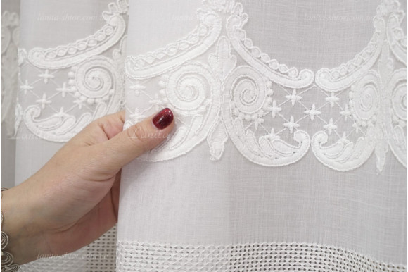 Тюль льон з вишивкою Kalife TSL-8416