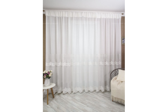 Тюль лен с вышивкой Kalife TSL-8416