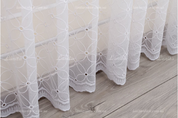 Готовий тюль мікросітка льон Parma білий 2,50м/5,50м