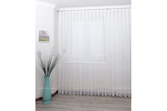 Готовий тюль мікросітка льон Parma білий 2,50м/5,50м