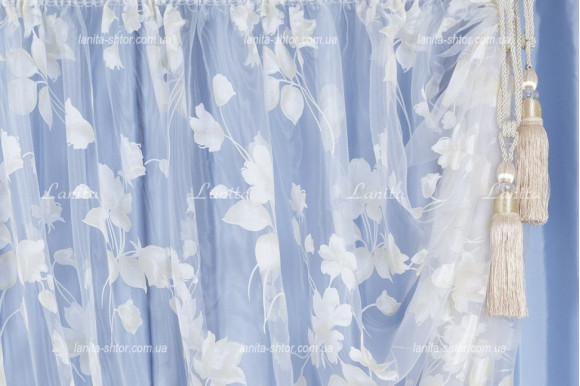 Тюль органза Весна бело-молочная 2,48м/4,0м