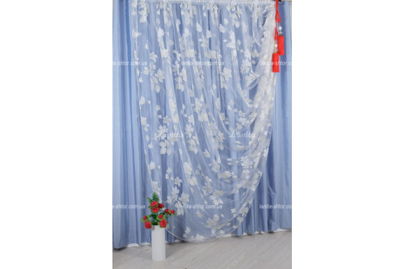 Тюль органза Весна бело-молочная 2,48м/4,0м