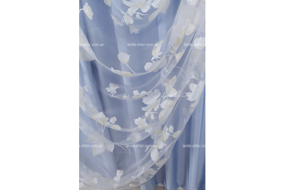 Тюль органза Весна бело-молочная 2,48м/4,0м