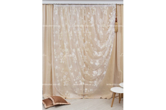 Тюль органза Весна бело-молочная 2,48м/4,0м