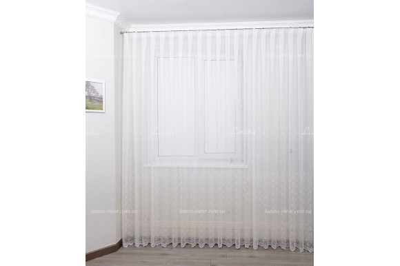 Готовий тюль мікросітка льон Parma молочний 2,50м/5,40м