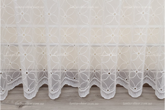 Готовий тюль мікросітка льон Parma молочний 2,50м/5,40м