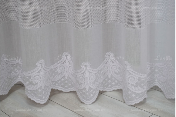 Тюль лен с вышивкой Kalife TSL-8418