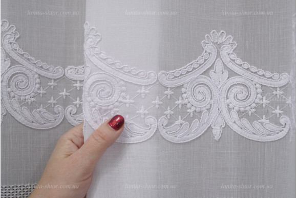 Тюль лен с вышивкой Kalife TSL-8418