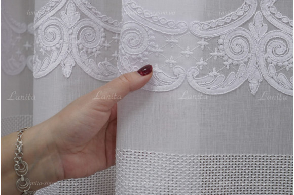 Тюль лен с вышивкой Kalife TSL-8418