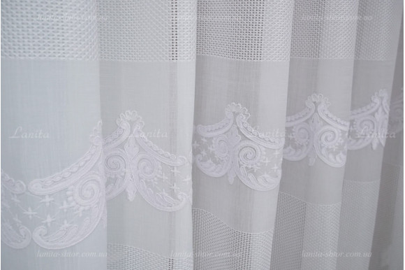 Тюль лен с вышивкой Kalife TSL-8418