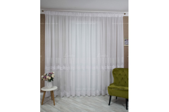 Тюль лен с вышивкой Kalife TSL-8418